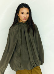Italian Sporty Nylon Shirred Anorak Top | Tibi