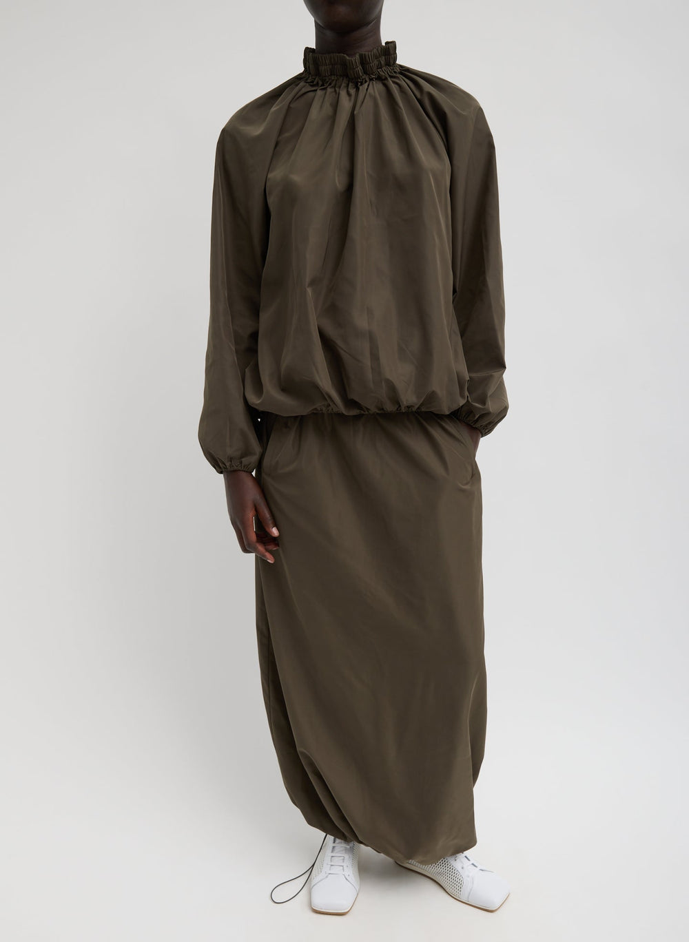 Italian Sporty Nylon Shirred Anorak Top | Tibi