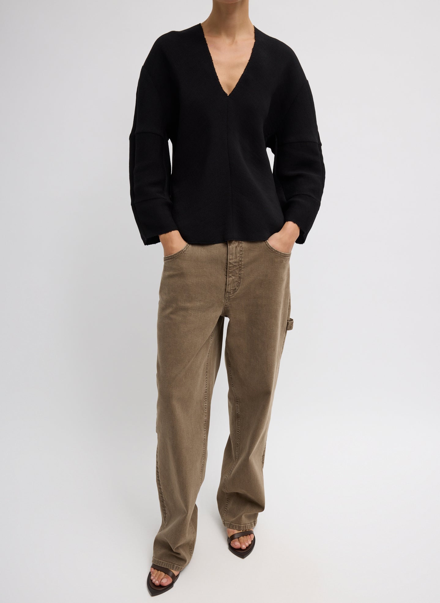 Viscose Plisse Hinged Long Sleeve Top | Tibi