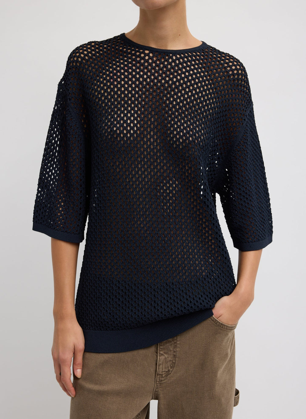 Crochet Netting Oversized Easy T-Shirt | Tibi