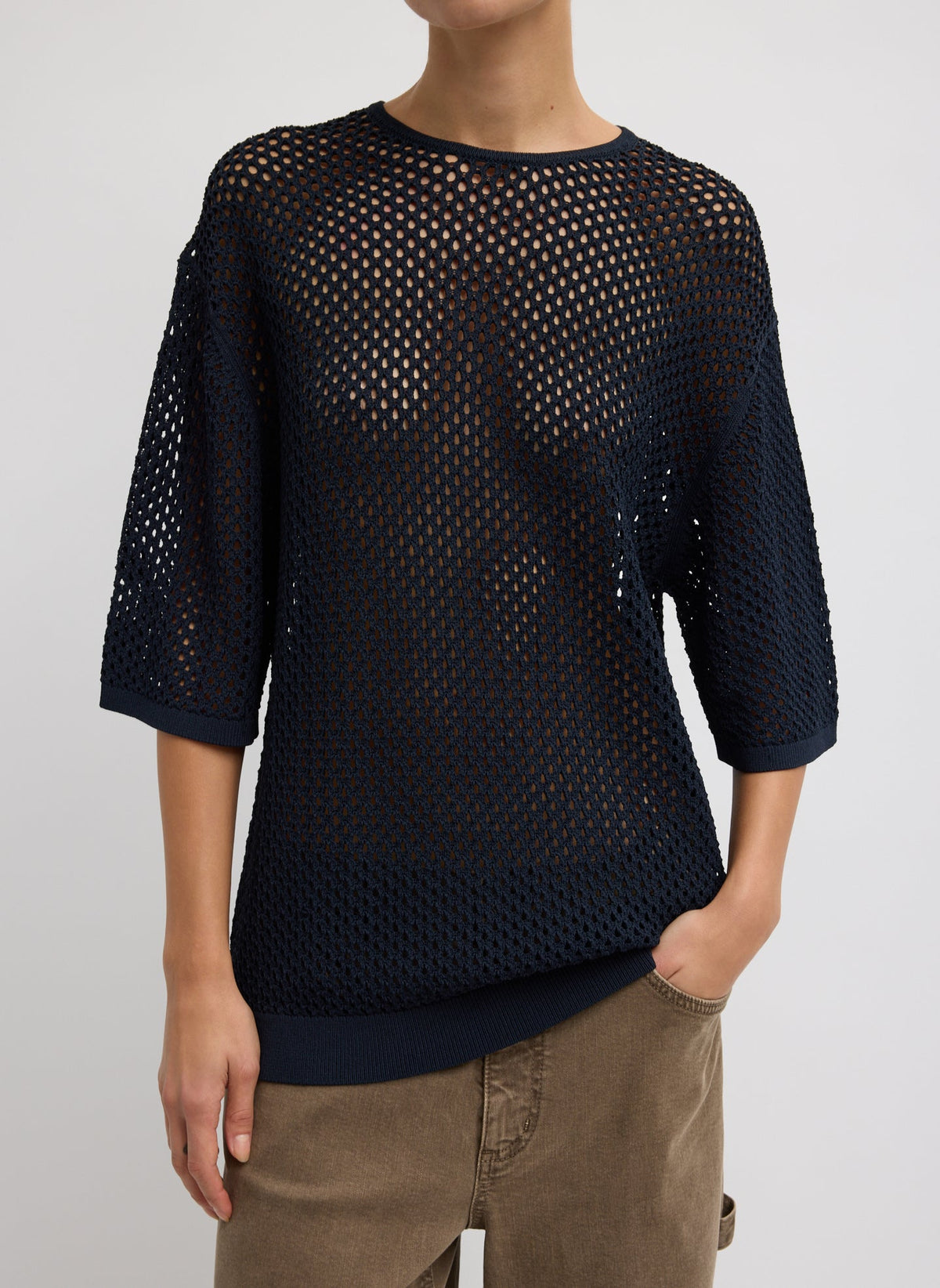 Crochet Netting Oversized Easy T-Shirt | Tibi