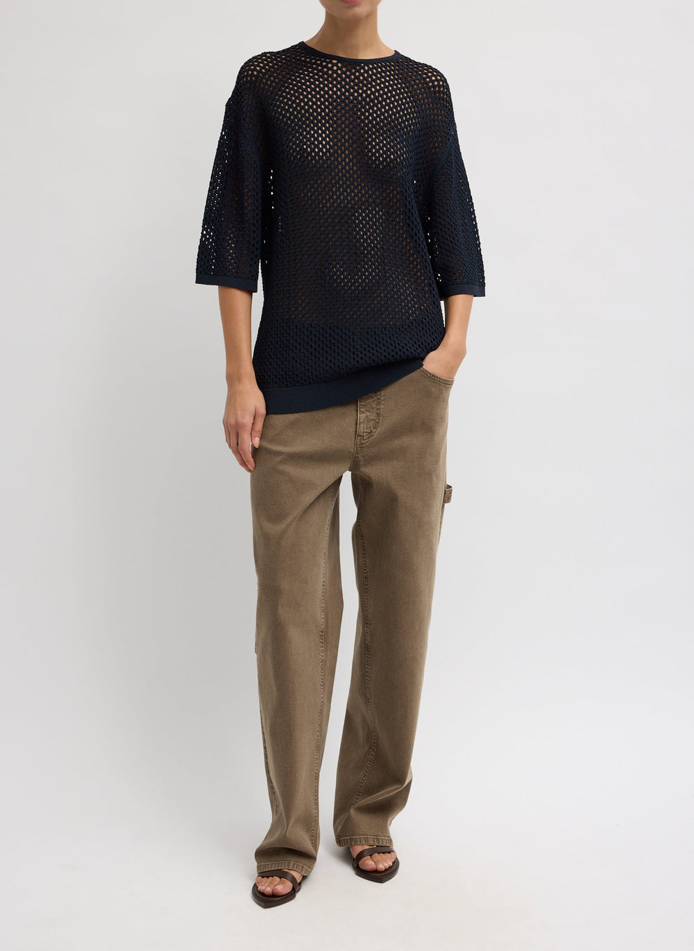 Crochet Netting Oversized Easy T-Shirt | Tibi