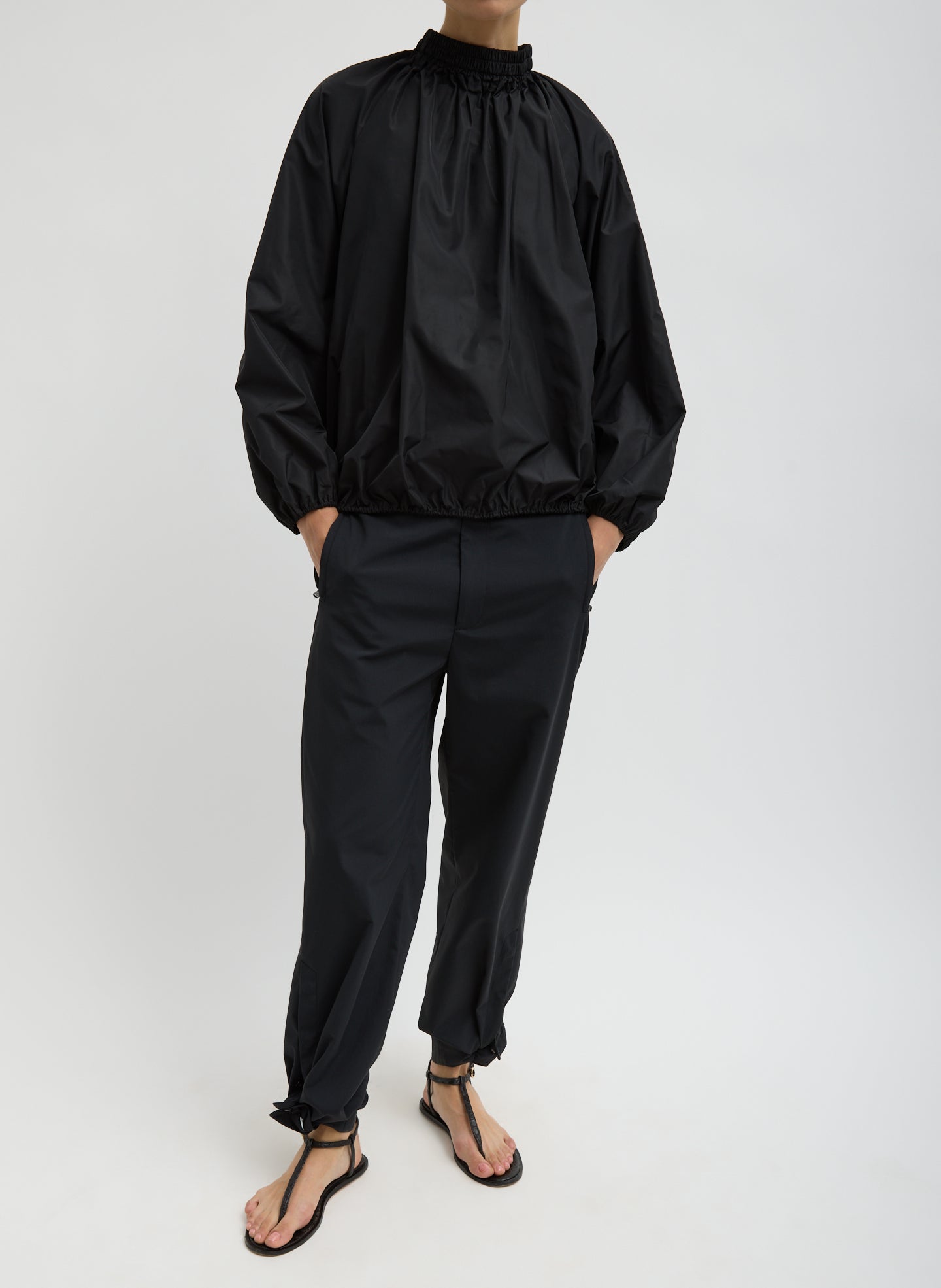 Italian Sporty Nylon Shirred Anorak Top | Tibi