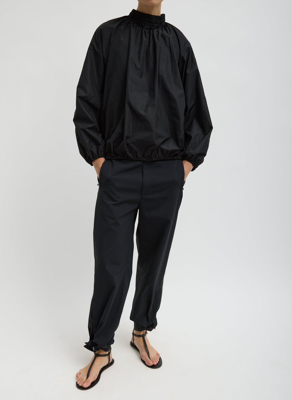 Italian Sporty Nylon Shirred Anorak Top | Tibi