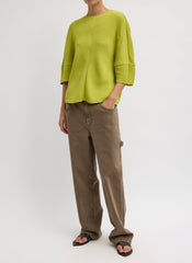 Viscose Plisse Hinged Short Sleeve Top | Tibi