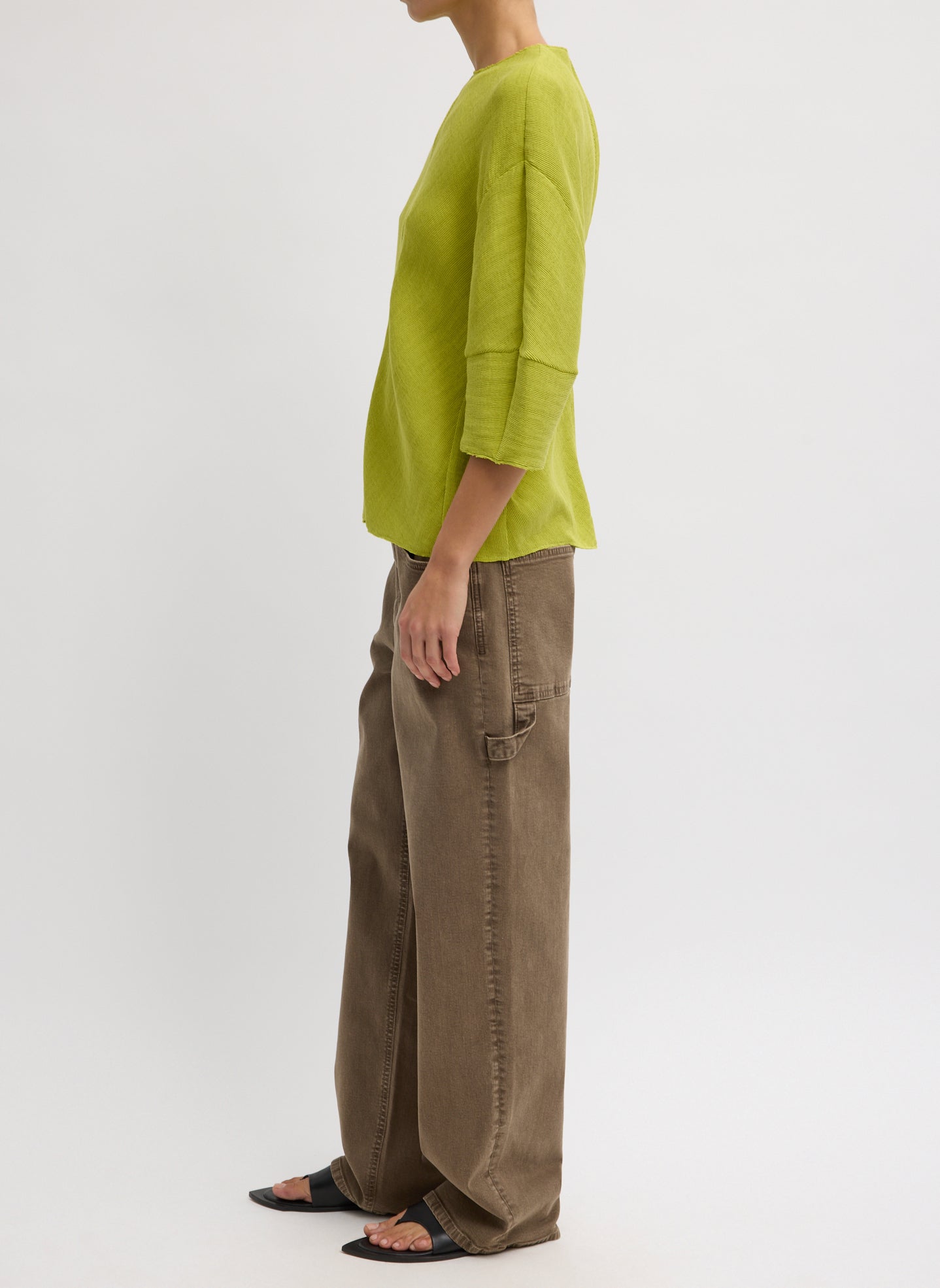 Viscose Plisse Hinged Short Sleeve Top | Tibi