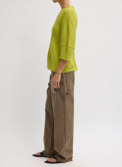 Viscose Plisse Hinged Short Sleeve Top | Tibi