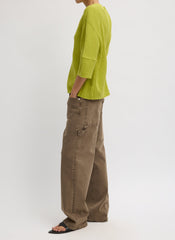 Viscose Plisse Hinged Short Sleeve Top | Tibi