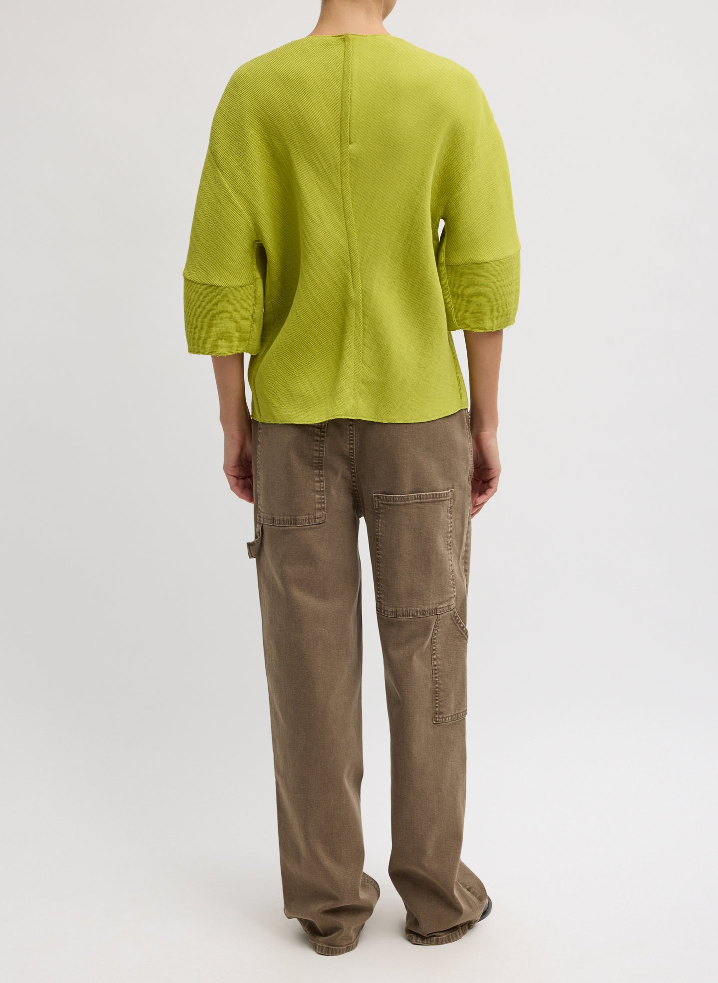 Viscose Plisse Hinged Short Sleeve Top | Tibi