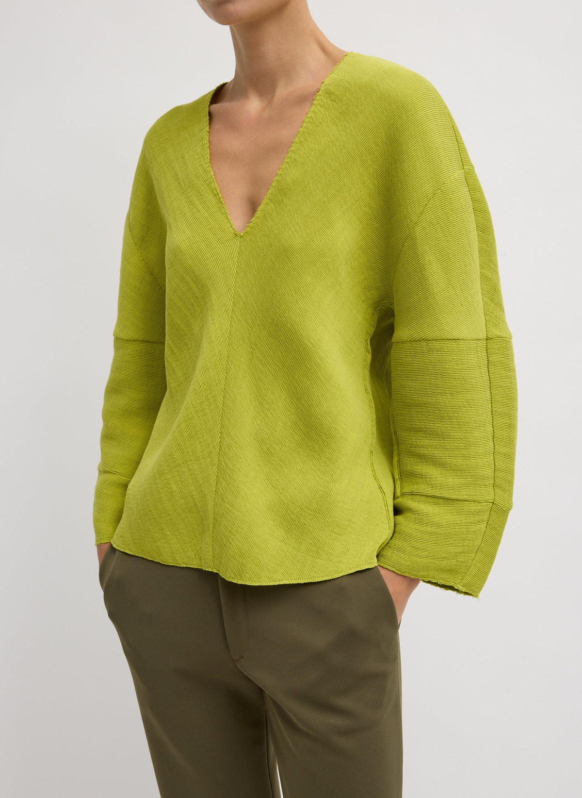 Viscose Plisse Hinged Long Sleeve Top | Tibi