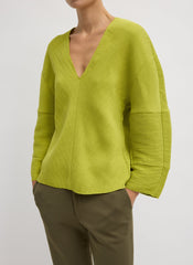 Viscose Plisse Hinged Long Sleeve Top | Tibi