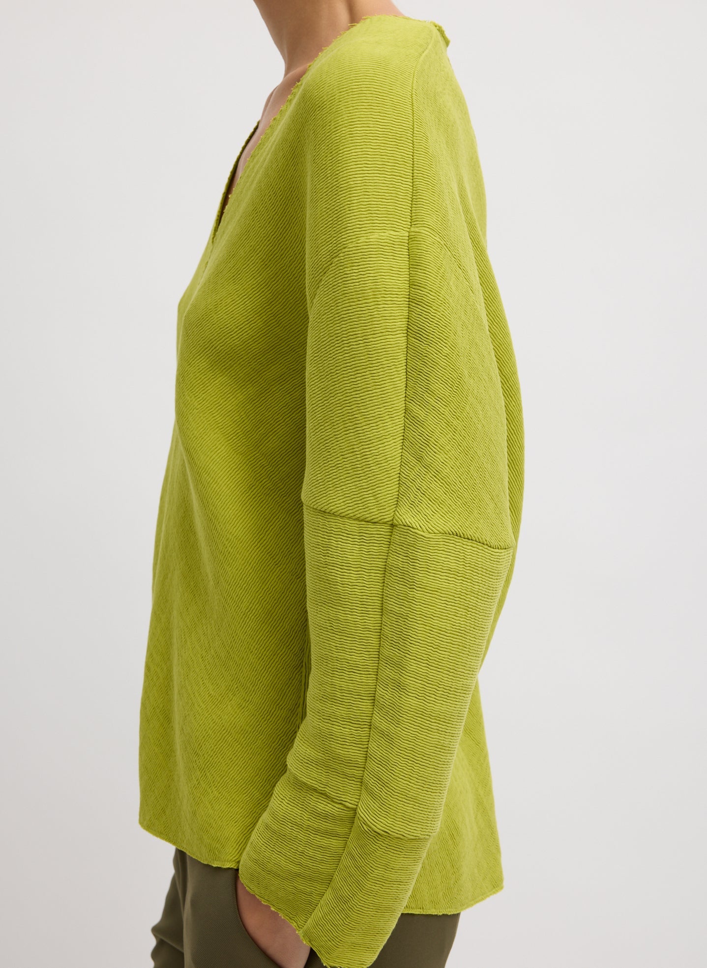 Viscose Plisse Hinged Long Sleeve Top | Tibi