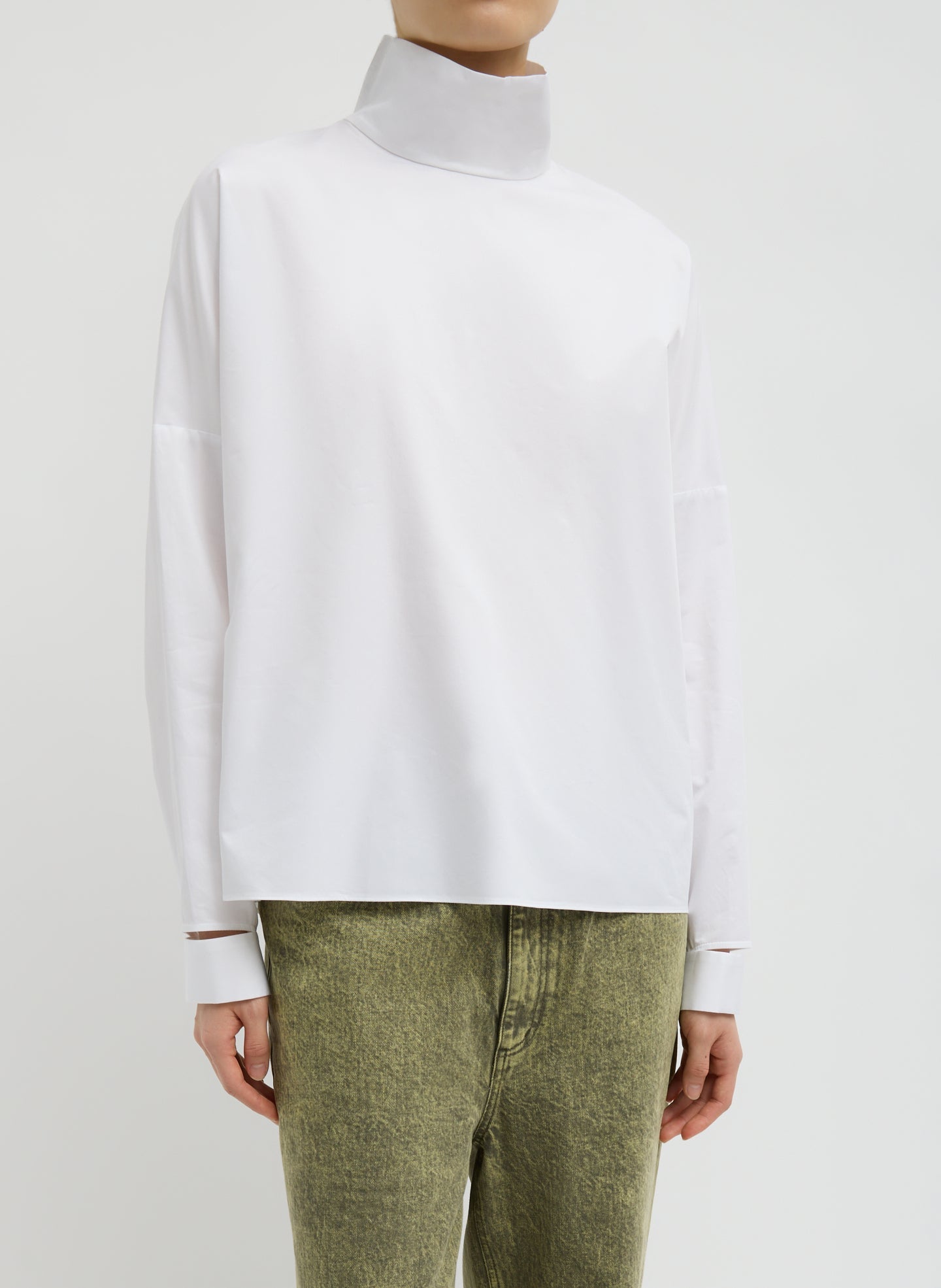 Eco Poplin Funnel Neck Dolman Top | Tibi