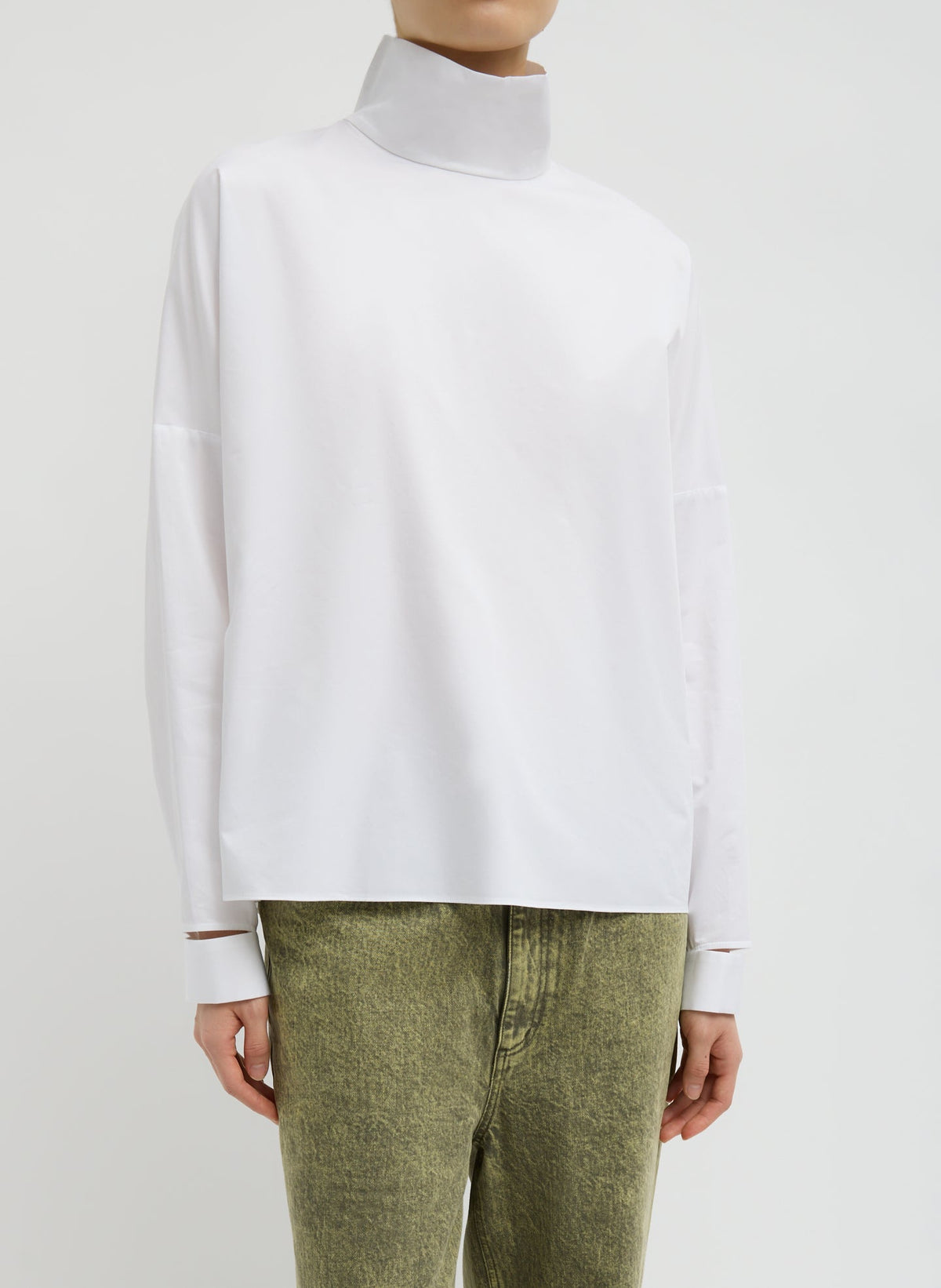 Eco Poplin Funnel Neck Dolman Top | Tibi