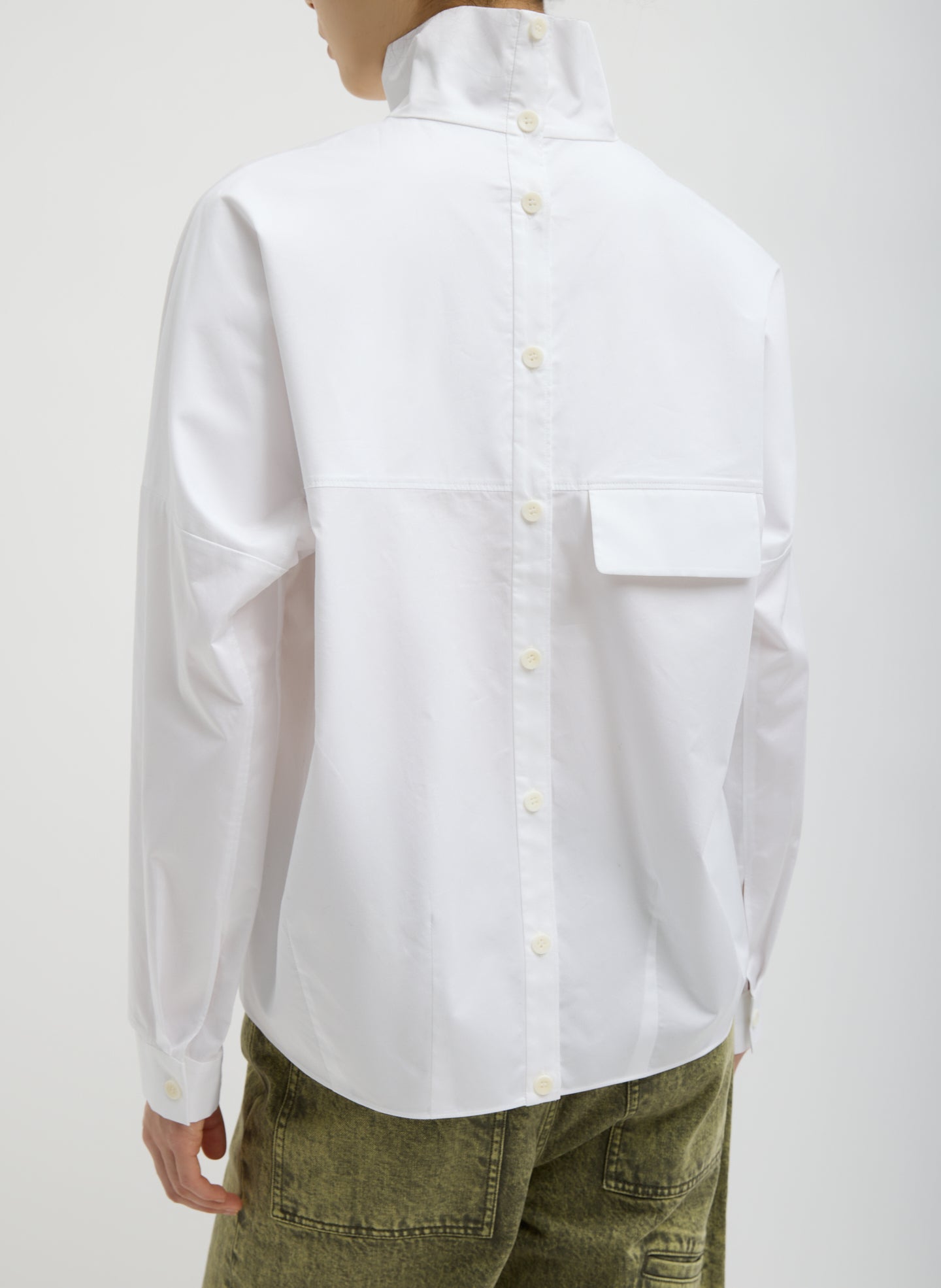Eco Poplin Funnel Neck Dolman Top | Tibi