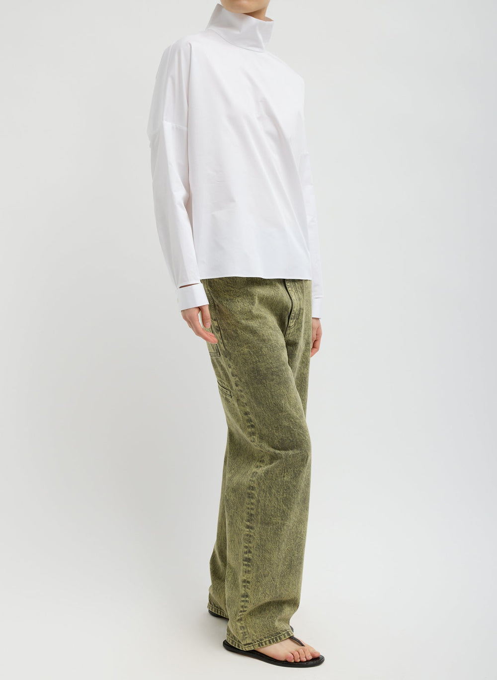 Eco Poplin Funnel Neck Dolman Top | Tibi