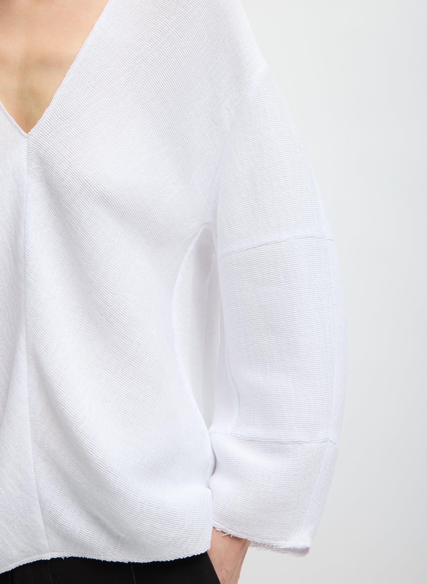 Viscose Plisse Hinged Long Sleeve Top | Tibi