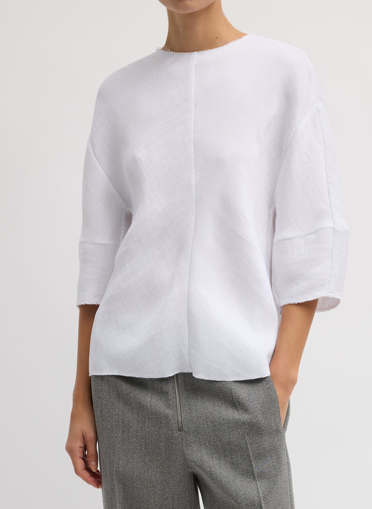 Viscose Plisse Hinged Short Sleeve Top | Tibi