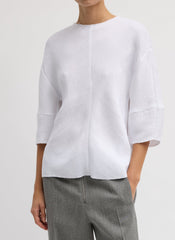 Viscose Plisse Hinged Short Sleeve Top | Tibi