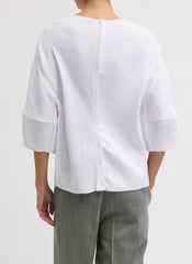 Viscose Plisse Hinged Short Sleeve Top | Tibi
