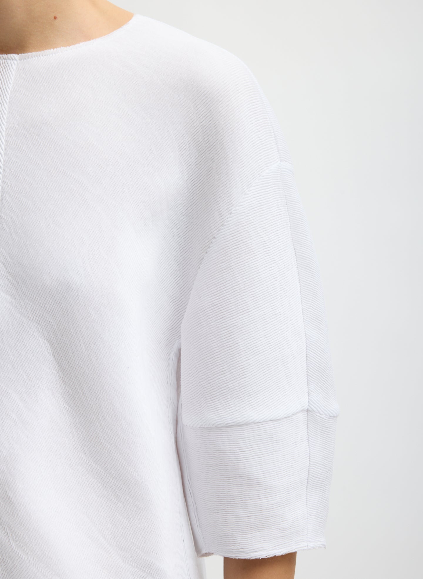 Viscose Plisse Hinged Short Sleeve Top | Tibi