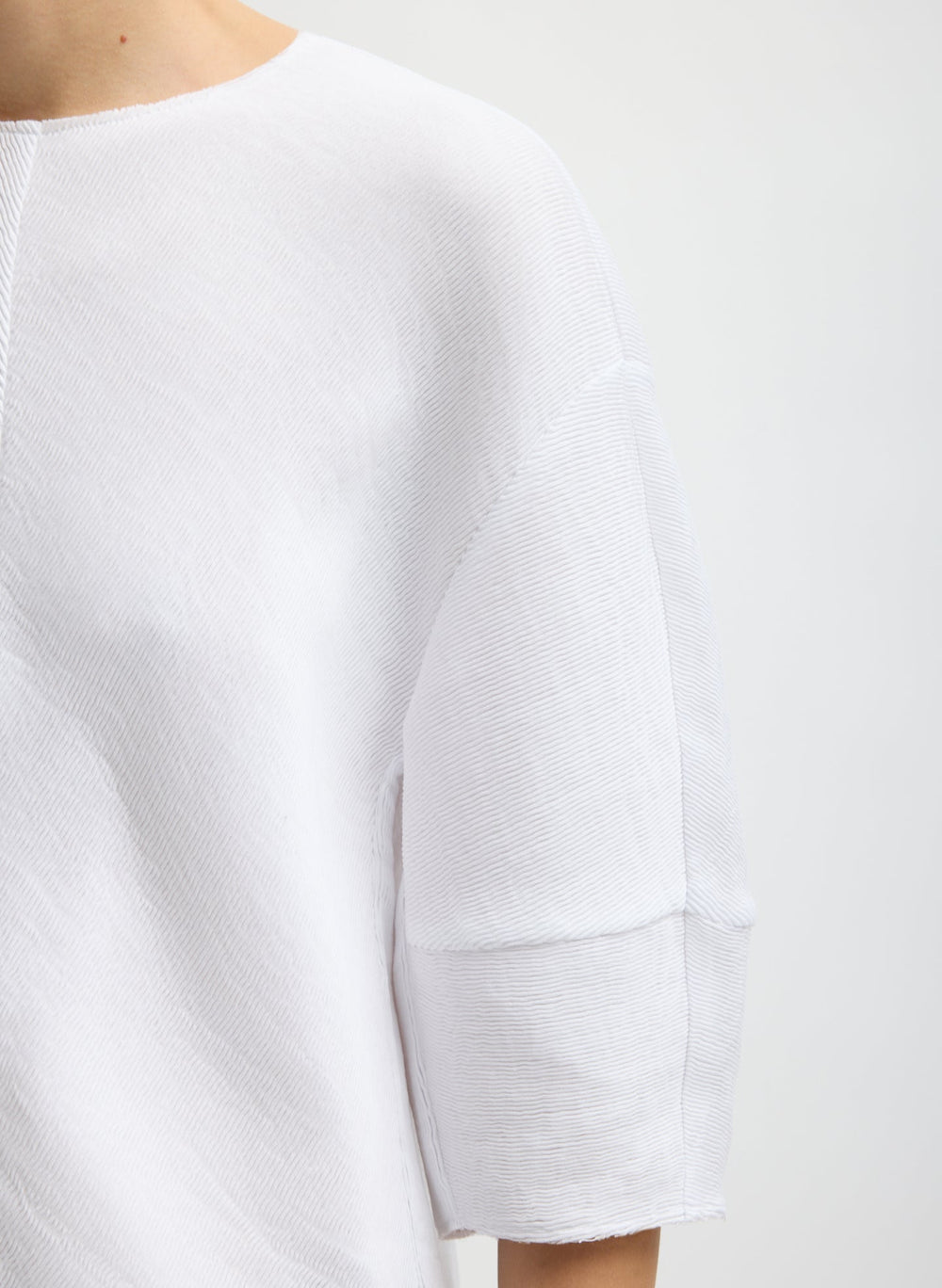 Viscose Plisse Hinged Short Sleeve Top | Tibi
