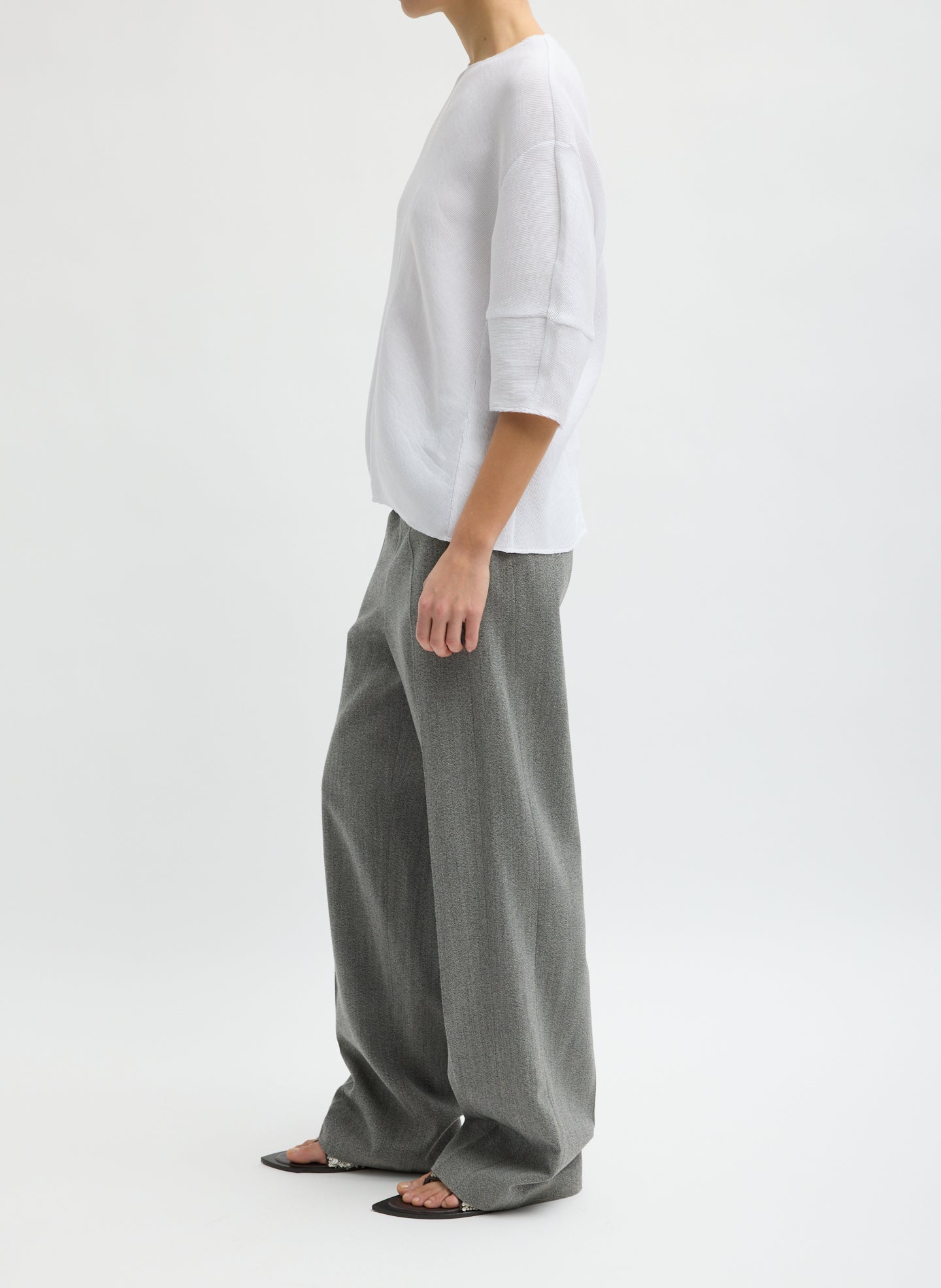Viscose Plisse Hinged Short Sleeve Top | Tibi