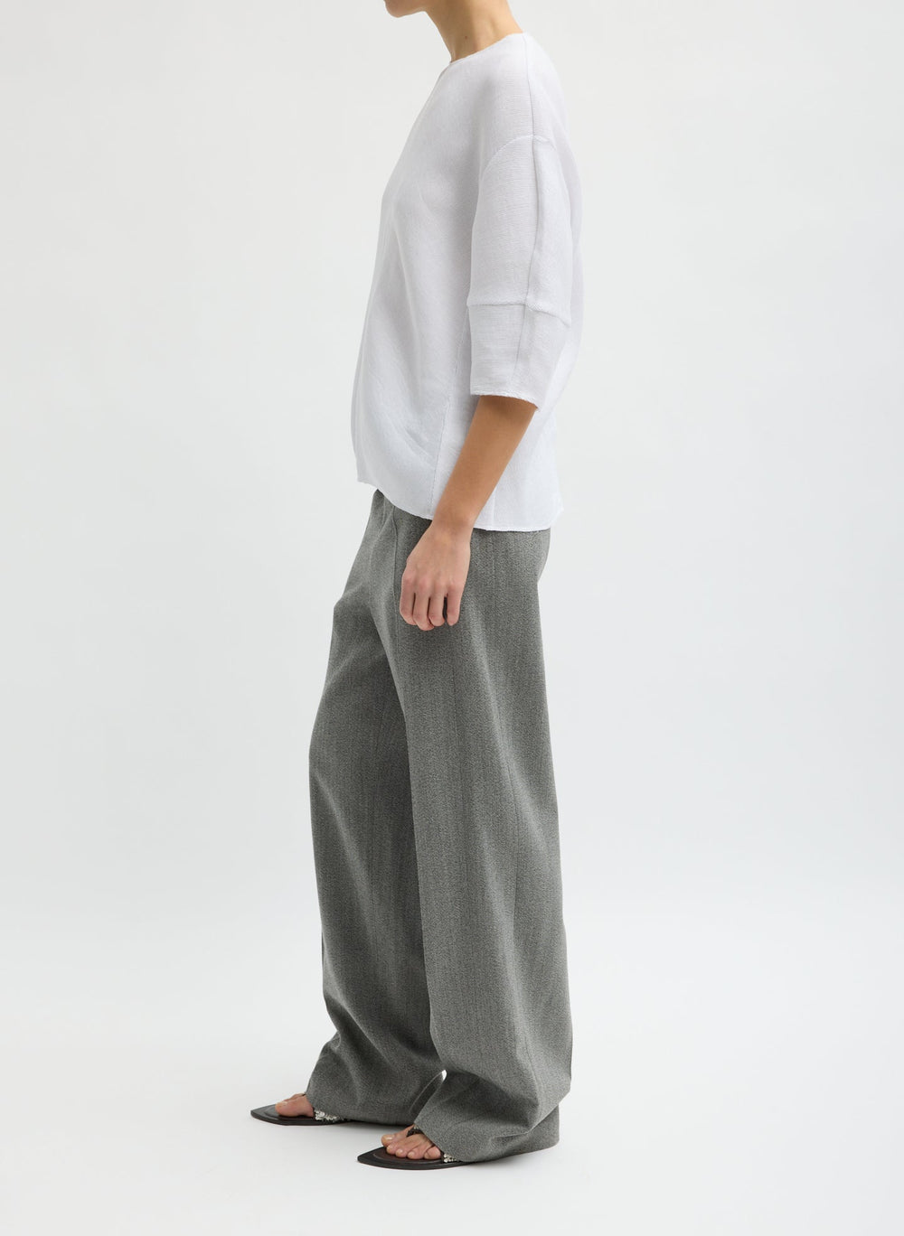 Viscose Plisse Hinged Short Sleeve Top | Tibi