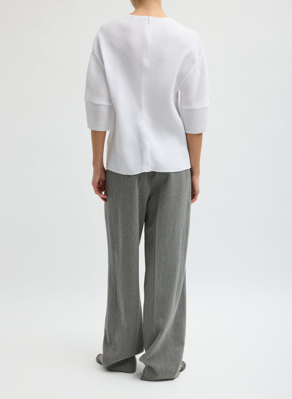 Viscose Plisse Hinged Short Sleeve Top | Tibi