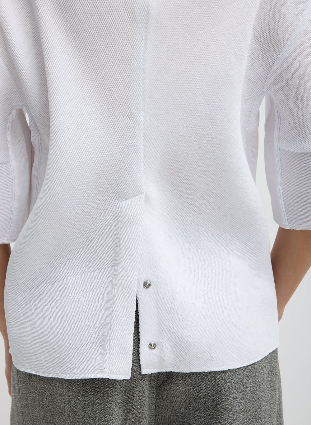 Viscose Plisse Hinged Short Sleeve Top | Tibi