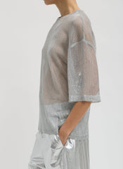 Viscose Metallic Mesh Easy T-Shirt | Tibi