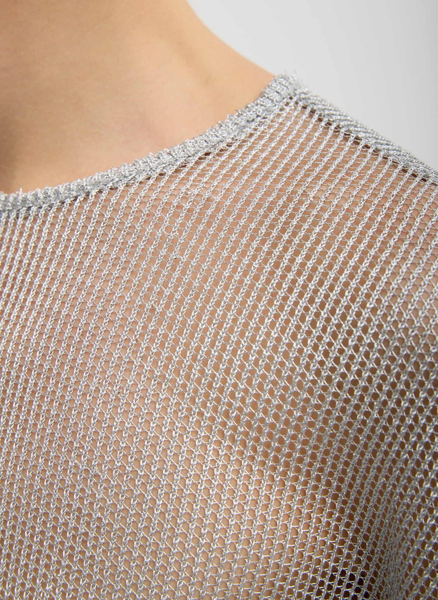 Viscose Metallic Mesh Easy T-Shirt | Tibi