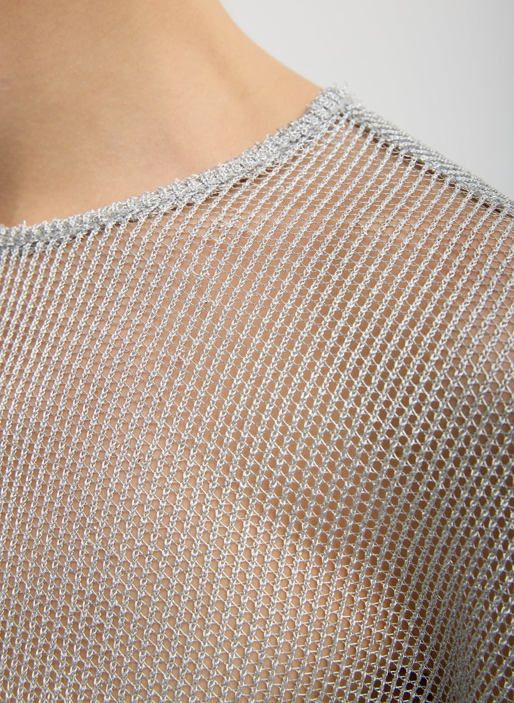 Viscose Metallic Mesh Easy T-Shirt | Tibi