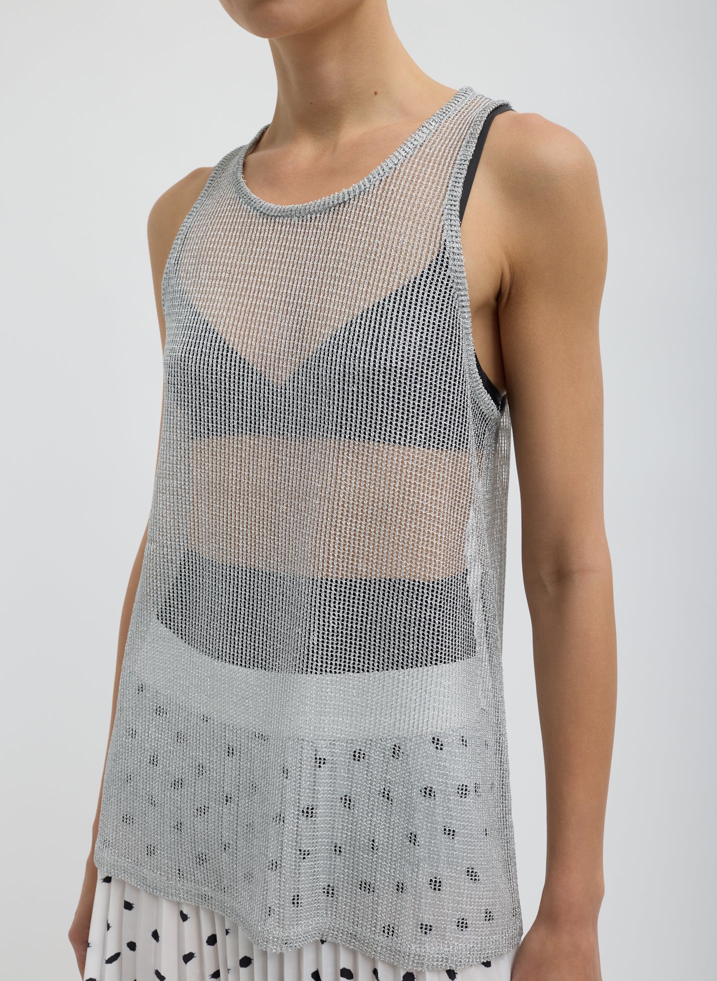 Viscose Metallic Ribbed Tank | Tibi