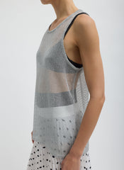 Viscose Metallic Ribbed Tank | Tibi