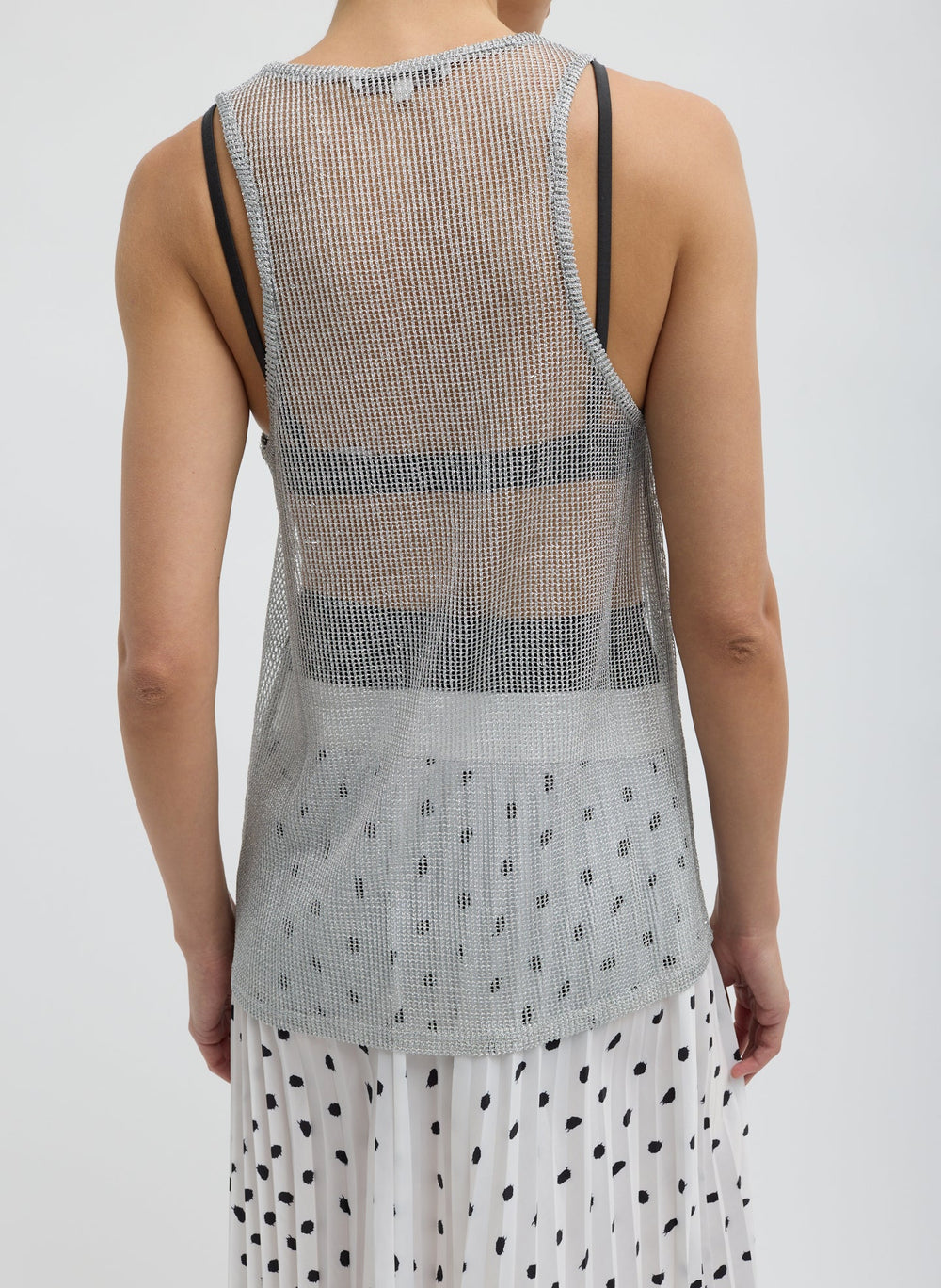 Viscose Metallic Ribbed Tank | Tibi