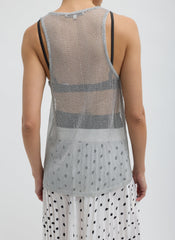 Viscose Metallic Ribbed Tank | Tibi