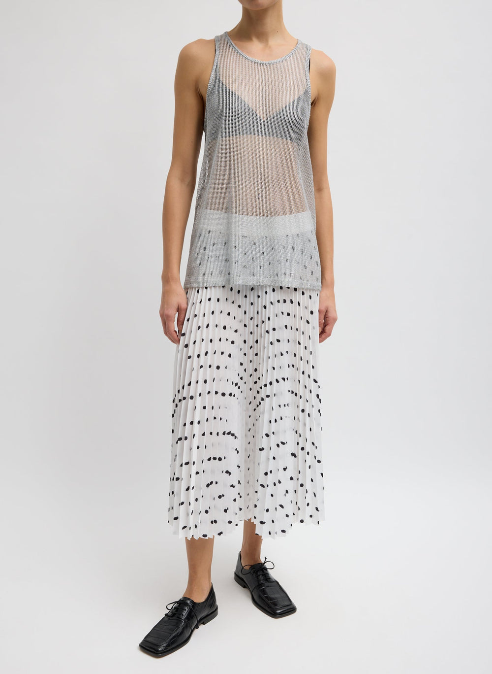 Viscose Metallic Ribbed Tank | Tibi