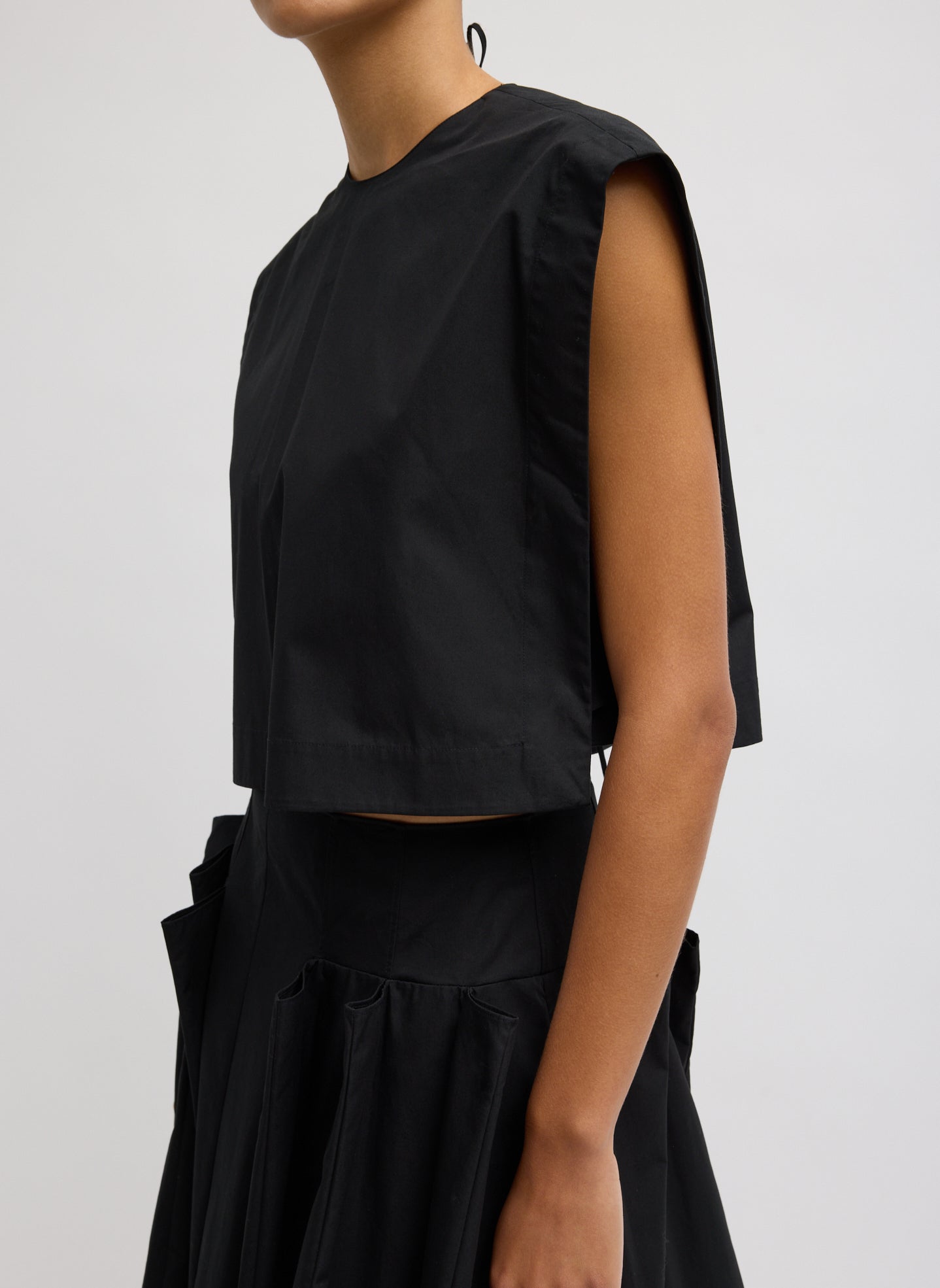 Compact Eco Poplin Cropped Square Top | Tibi