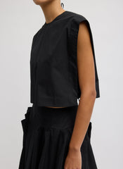 Compact Eco Poplin Cropped Square Top | Tibi