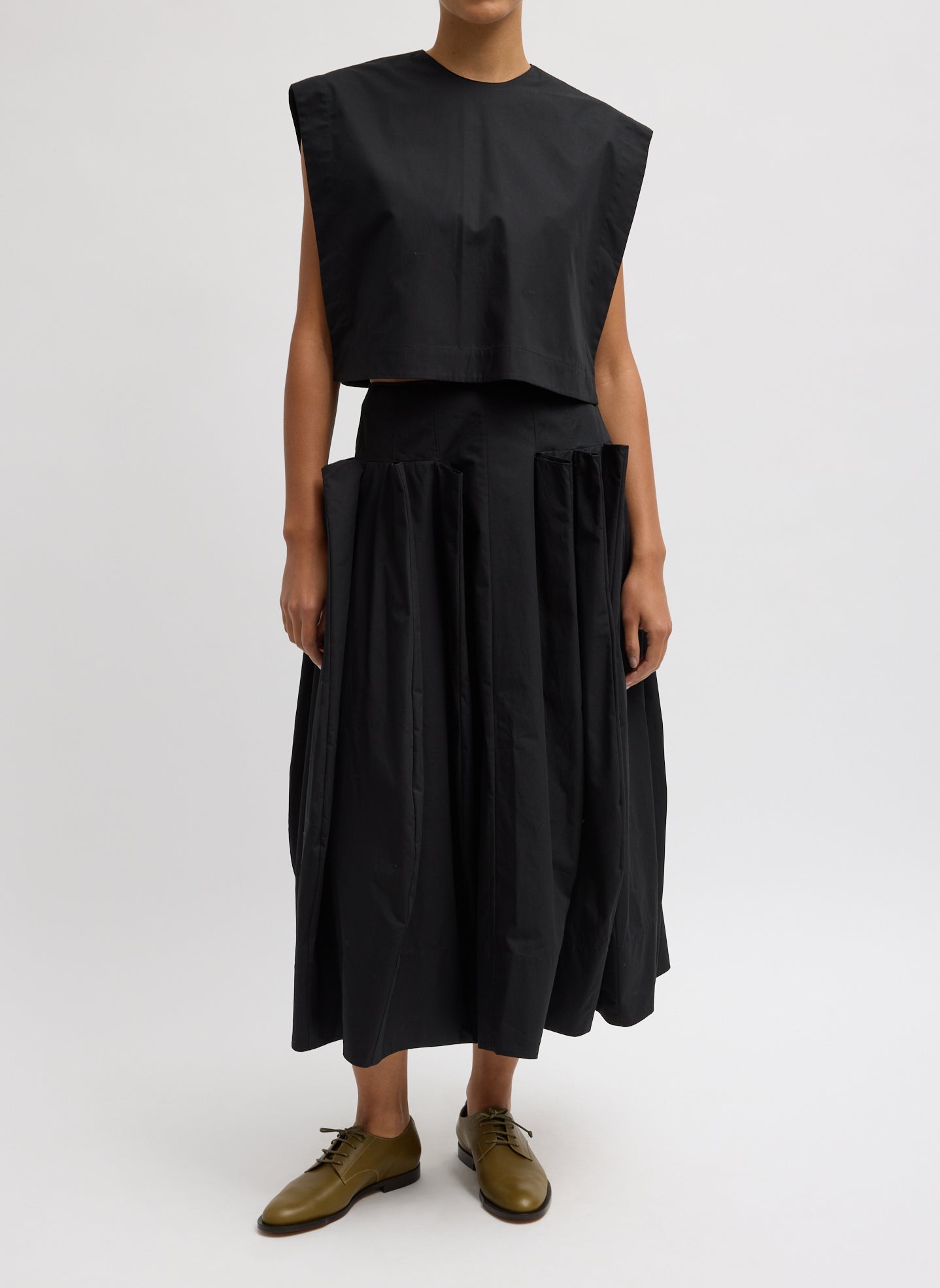 Compact Eco Poplin Cropped Square Top | Tibi
