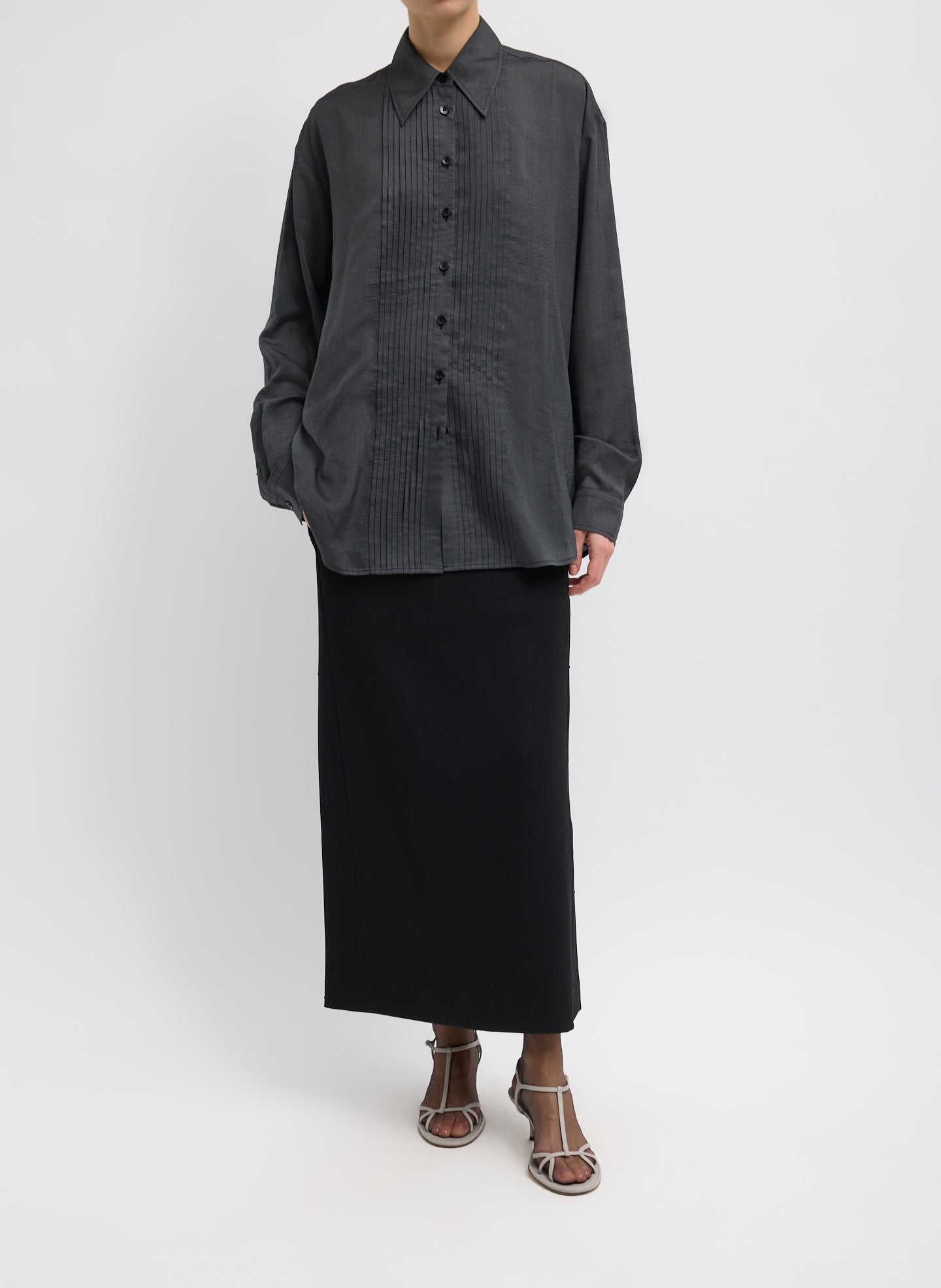 Silk Voile Easy Pintucked Shirt | Tibi