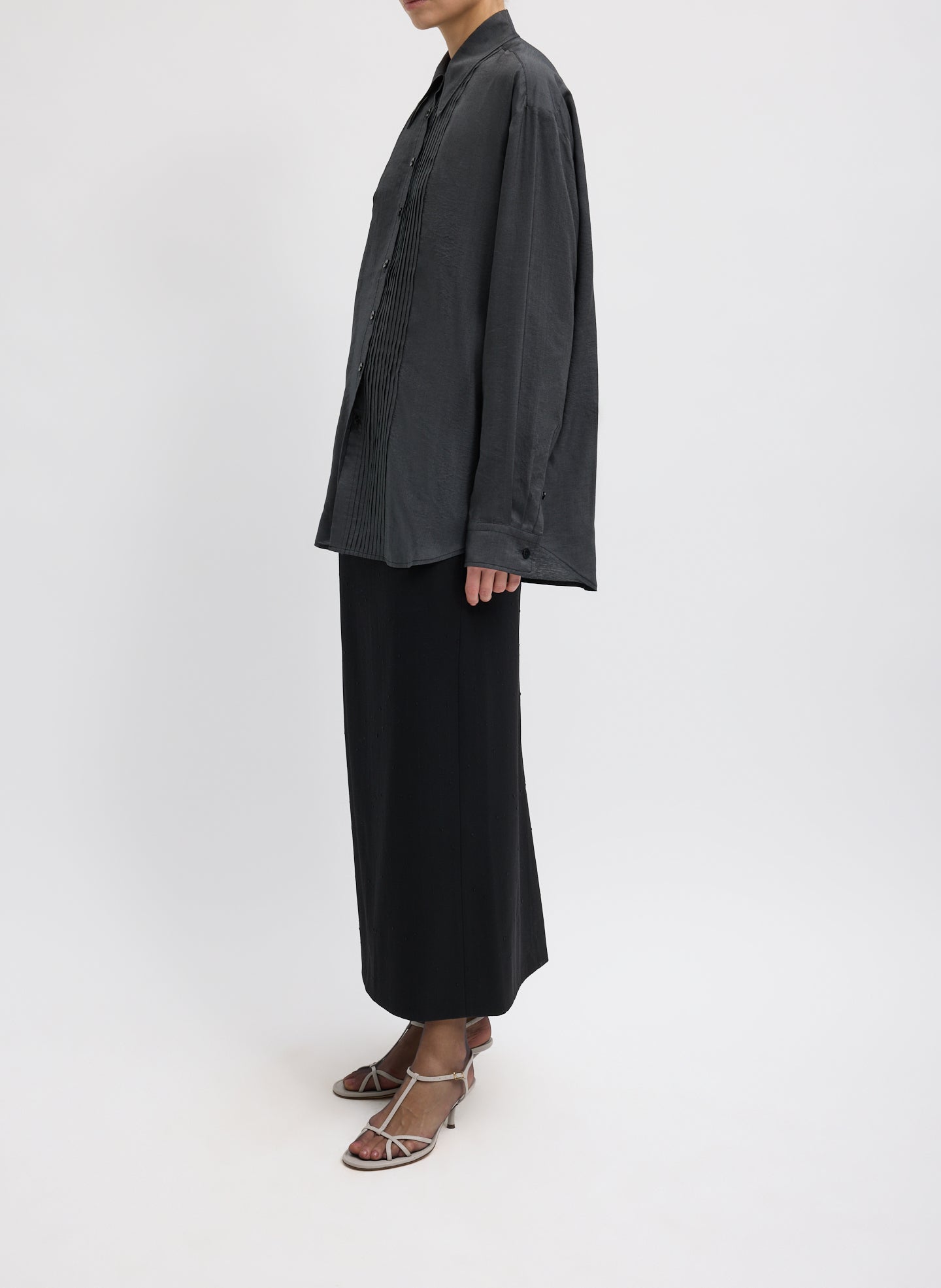Silk Voile Easy Pintucked Shirt | Tibi