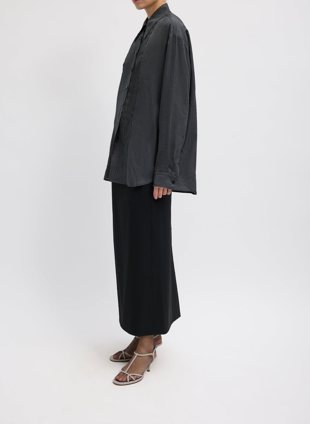 Silk Voile Easy Pintucked Shirt | Tibi