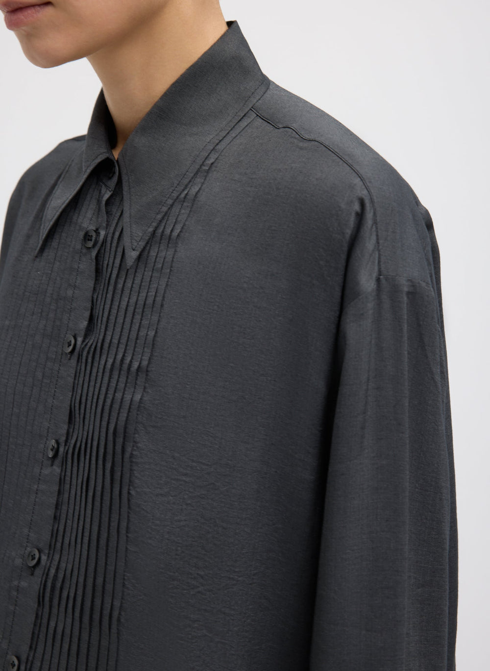 Silk Voile Easy Pintucked Shirt | Tibi