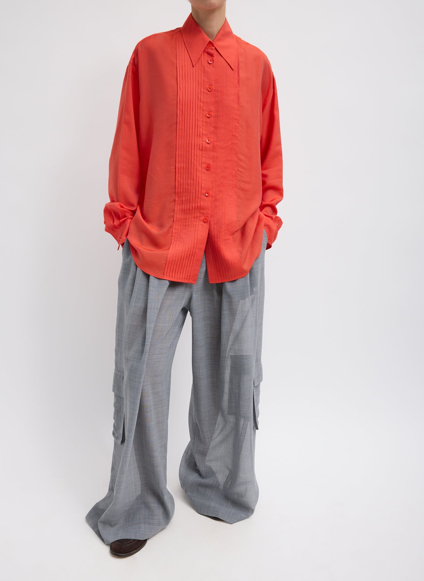 Silk Voile Easy Pintucked Shirt | Tibi