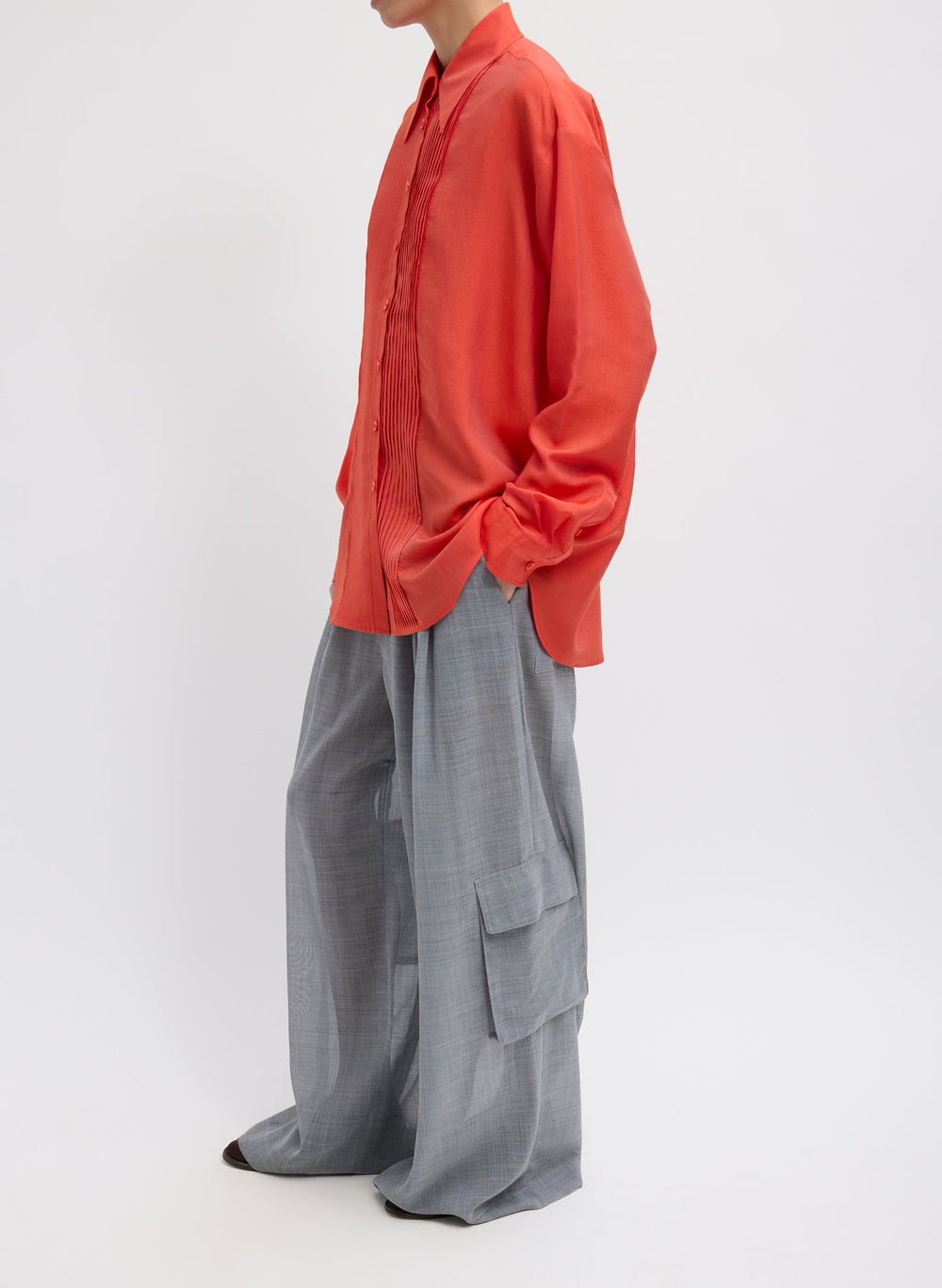 Silk Voile Easy Pintucked Shirt | Tibi