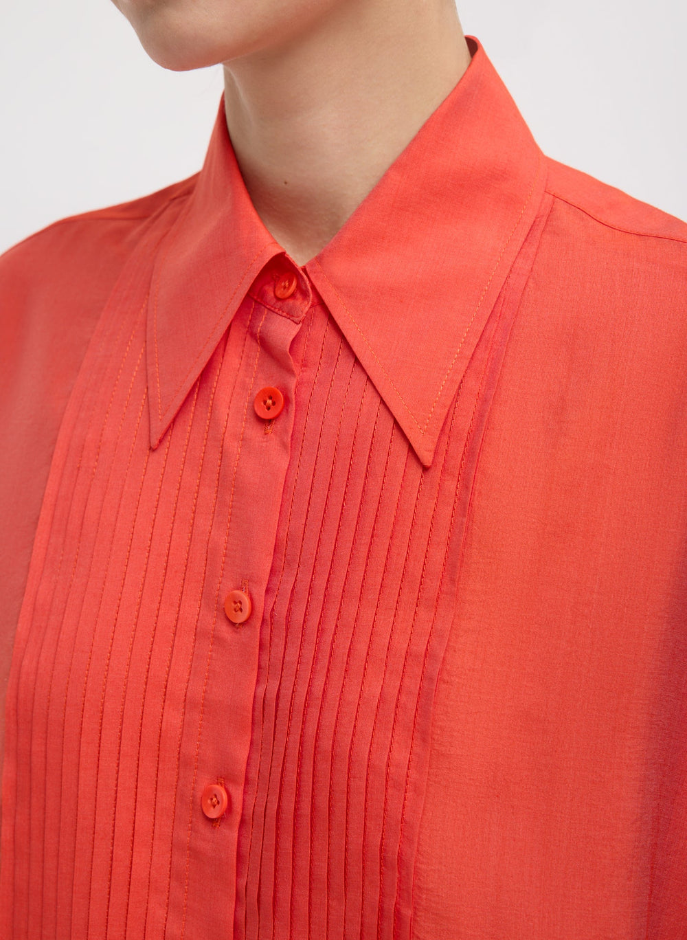 Silk Voile Easy Pintucked Shirt | Tibi