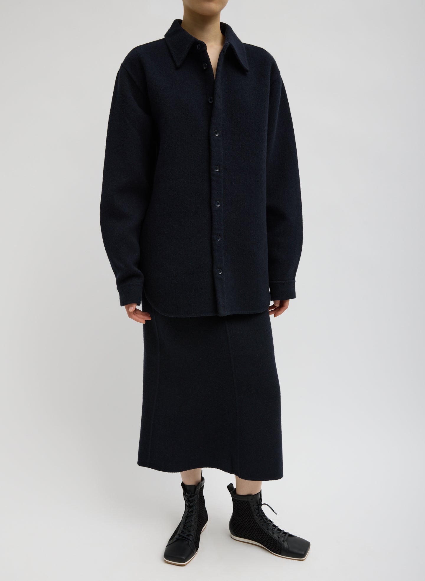Luxe Double Faced Wool Angora Easy Shirt | Tibi