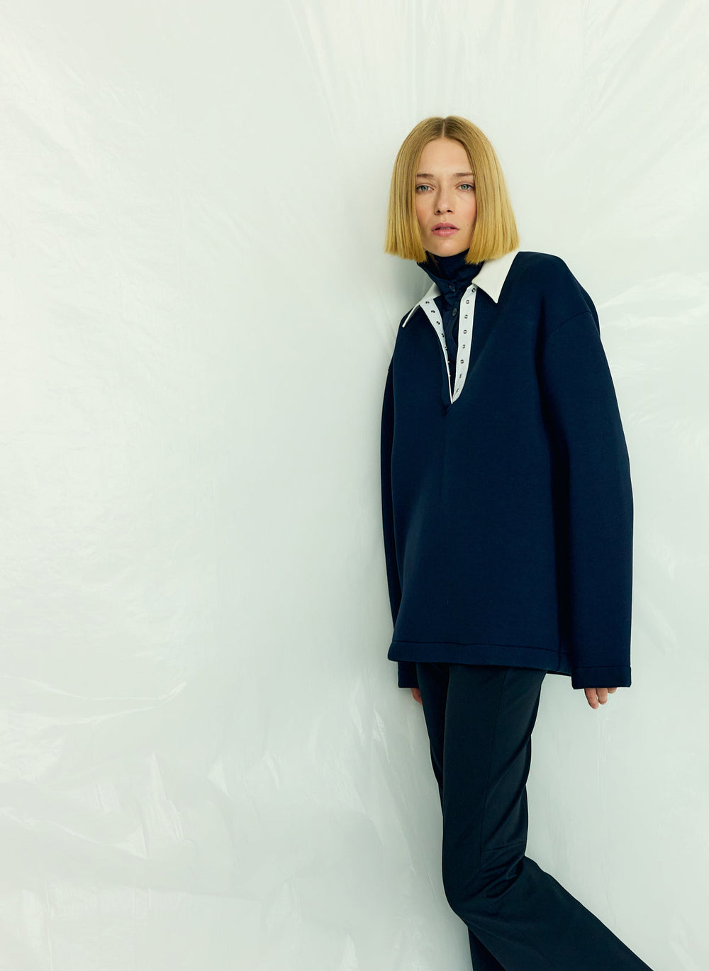Bonded Viscose Sculpted Polo | Tibi